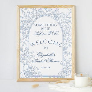 Poster Toile Florale bleu vintage Dusty