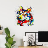 Poster Toile Husky (Bureau à domicile)