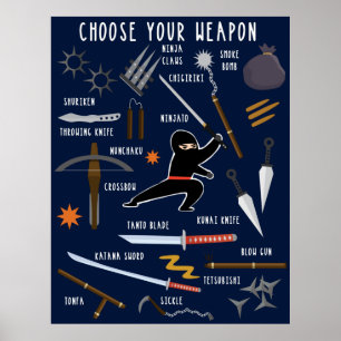 Poster Toile imprimée de puzzle Ninja Weapons