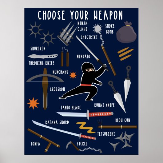 Poster Toile imprimée de puzzle Ninja Weapons (Devant)