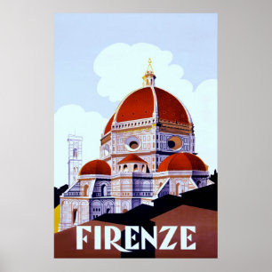 Poster Toile italienne de voyage de ~Vintage de Firenze