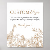 Poster Toile Safari Baby Shower Custom Text Sign (Devant)
