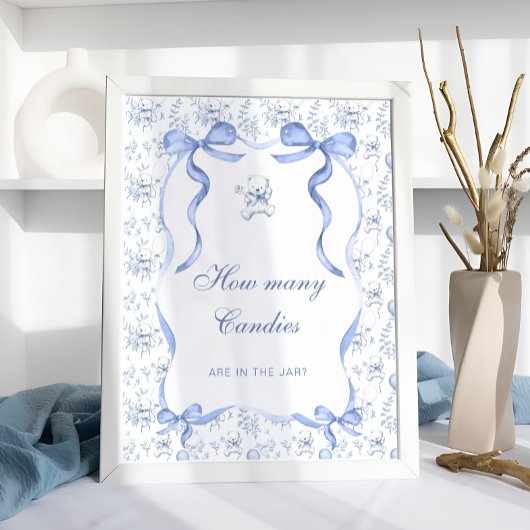 Poster Toile Teddy Bear Bow Devine Combien de bonbons
