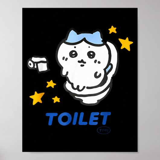 Poster Toilet Time Chikawa Meme Funny Tee  (Devant)