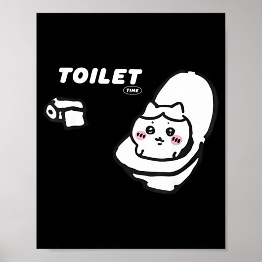 Poster Toilet Time Chikawa Meme Tee  (Devant)