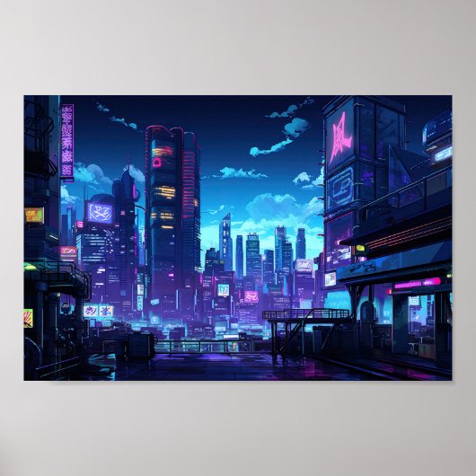 Poster Toit Cyberpunk Tokyo (Devant)