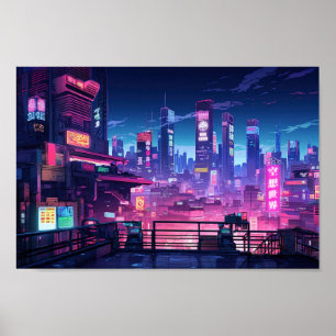 Poster Toit Cyberpunk Tokyo