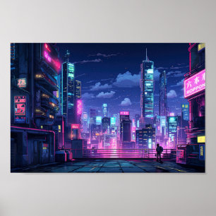 Poster Toit du Japon Cyberpunk