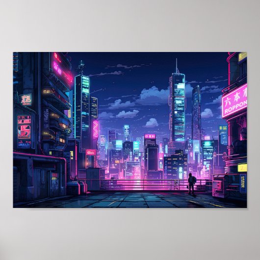 Poster Toit du Japon Cyberpunk (Devant)