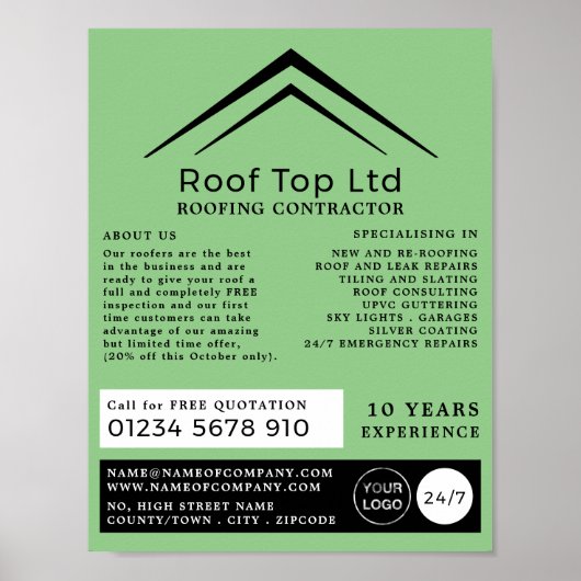 Poster Toit élégant, Toit, Toit, Contracteur de toiture A (Devant)