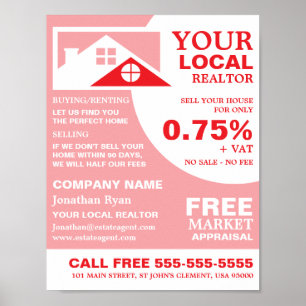 Poster Toit Tops, Realtor, Agent immobilier Publicité