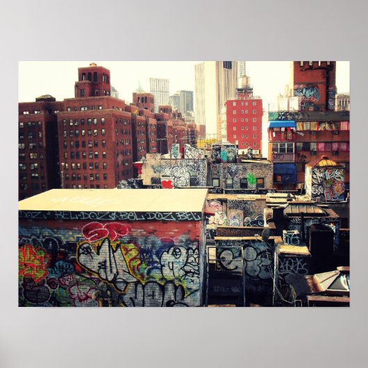 Poster Toits de New York couverts de graffitis, moyen (Devant)