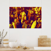 Poster Toits Jaune Bleu Jaune Retro Pop Art NYC (Cuisine)