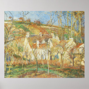 Poster Toits rouges, Coin d'un village, Hiver par Pissarr