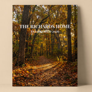 Poster Toiture Dorée Sentier d'Automne Nom Personnalisé