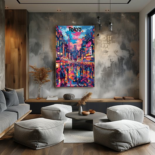Poster Tokio: Old Meets New - Colores Vibrantes