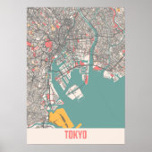 Poster Tokyo - Japan Chalk City Map (Devant)