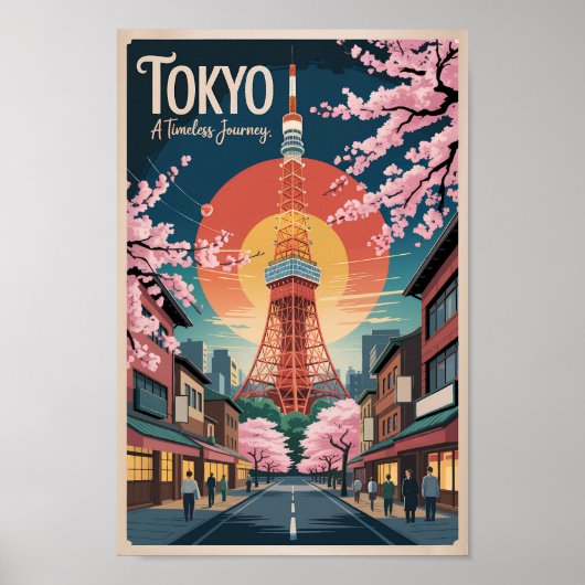 Poster Tokyo Japan Illustration Travel Art Vintage (Devant)