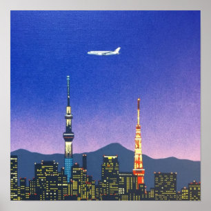Poster Tokyo Japan Skyline 80s Hiroshi Nagai Art