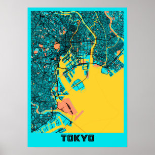 Poster Tokyo - Japon Carte de la ville de Gloria