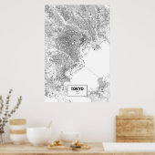 Poster Tokyo, Japon (noir sur blanc) (Cuisine)