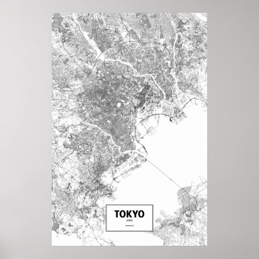 Poster Tokyo, Japon (noir sur blanc) (Devant)