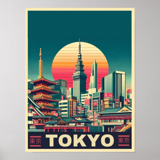 Poster Tokyo Japon Voyage cadeaux RETRO (Devant)