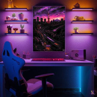 Poster Tokyo Skyline - Charcoal Monochrome Art - Urban