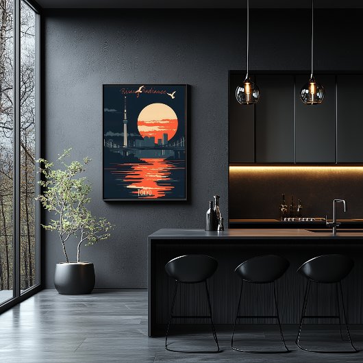 Poster Tokyo Sunset - Silhouettes urbaines Skyline