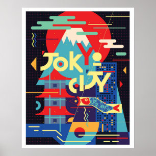 Poster Tokyo ville, Japon, illustration, voyage vintage