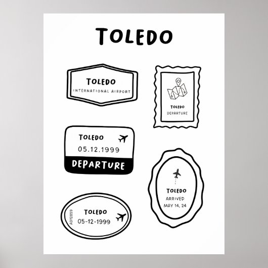 Poster Tolède - Collection Timbre de voyage | Conception (Devant)