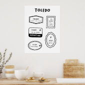 Poster Tolède - Collection Timbre de voyage | Conception (Cuisine)