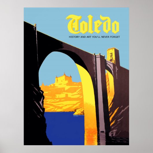 Poster Tolède, Espagne. Pont sur la mer Méditerranée (Devant)