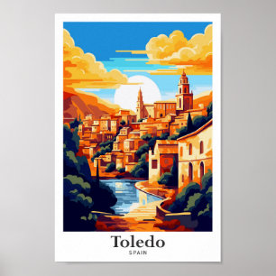 Poster Toledo Espagne Voyage Vintage Illustration