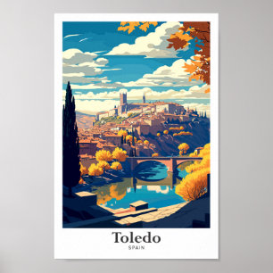 Poster Toledo Espagne Voyage Vintage Illustration