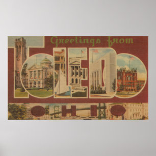 Poster Toledo, lettre ScenesToledo, OH d'OhioLarge