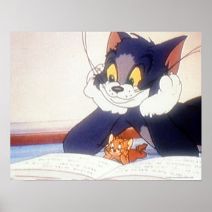 Poster Tom Et Jerry lisent un livre