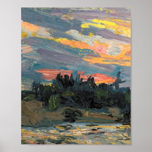 Poster Tom Thomson Peinture Sunset Canoe Lake Ontario (Devant)
