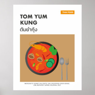 Poster Tom Yum Kung, Spicy Thai Food Travel Art