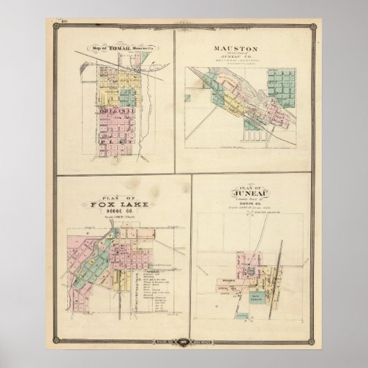 Poster Tomah, Mauston, Fox Lake et Juneau (Devant)