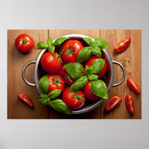 Poster Tomates Avec Basil En Colandre