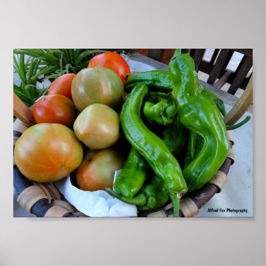 Poster Tomates et Poivrons Verts dans un Panier (Devant)