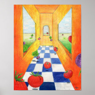 Poster Tomato and Radish Kitchen Print Salad Party!