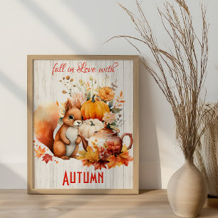 Poster Tombe amoureuse de l'automne - automne cosy