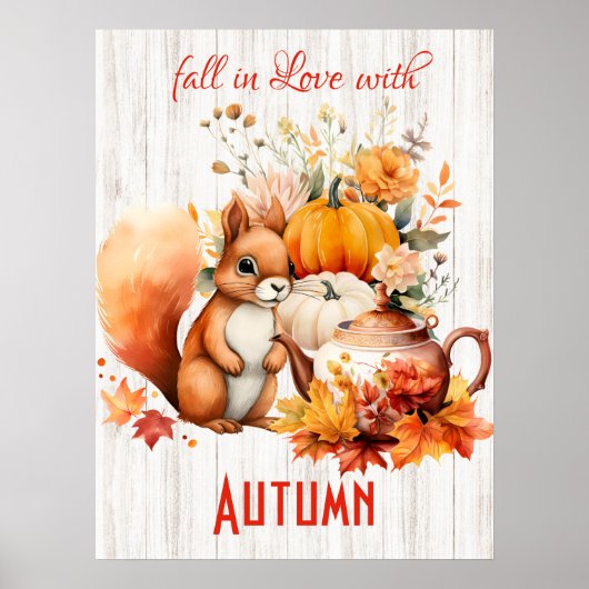 Poster Tombe amoureuse de l'automne - automne cosy (Devant)