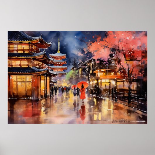 Poster Tombe de nuit à Gion - Art Print Collection (Devant)