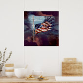Poster Tombé mais pas oublié Fumée et drapeau déchiré (Cuisine)