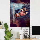 Poster Tombé mais pas oublié Fumée et drapeau déchiré (Bureau à domicile)