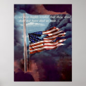 Poster Tombé mais pas oublié Fumée et drapeau déchiré (Devant)