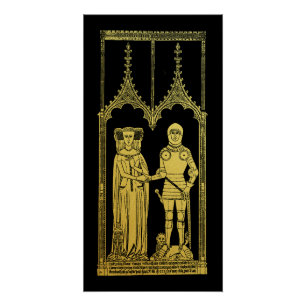 Poster Tombeau médiéval en laiton Rubbing Chevalier, Dame